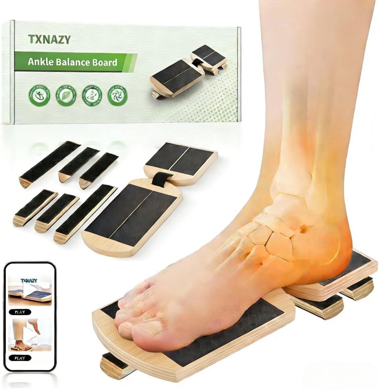 Ankle Balance Board Foot Strengthener with Adjustable Shape Balance Rods for Enhancing Ankle Strength, Posture Correction, and Stability Training